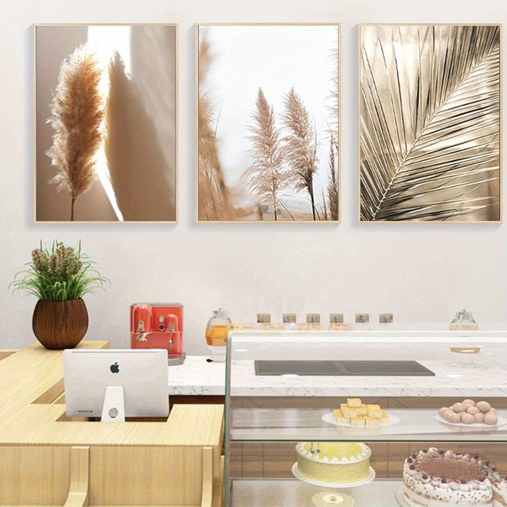 Pampas Grass Decor - Набор из 3-х плоских 2D-постеров без
