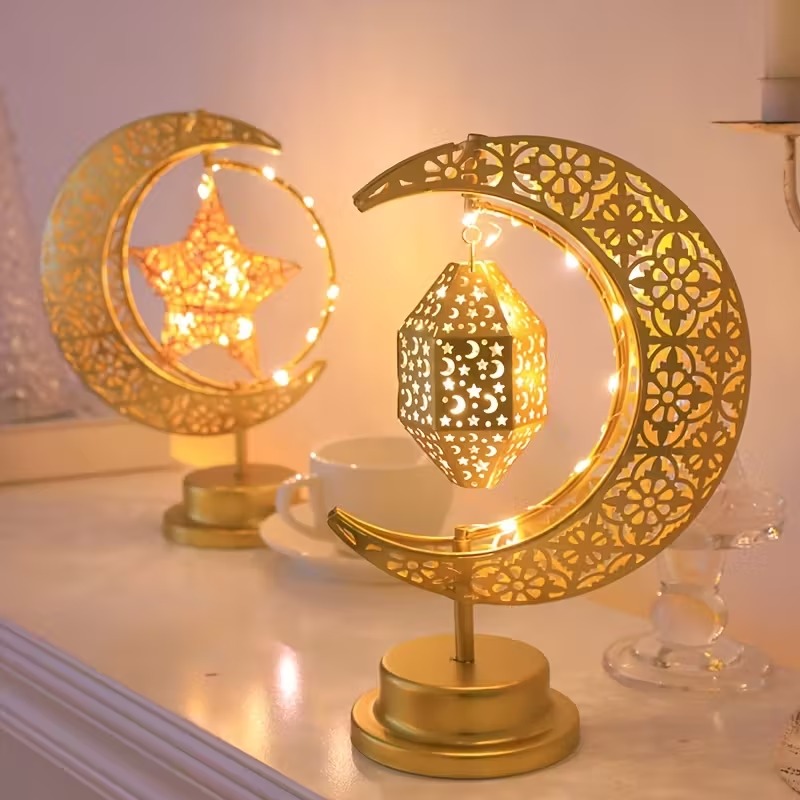 Home Decor Ramadan - Светодиодный ночник Рамадана, вращающаяся железная луна