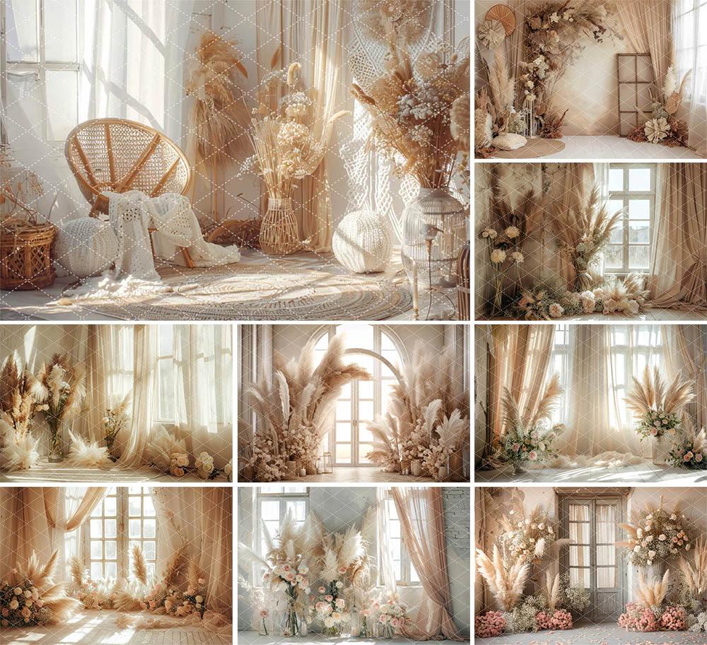 Pampas Grass Decor - Фон для фотосъемки Mehofond, настенный портрет