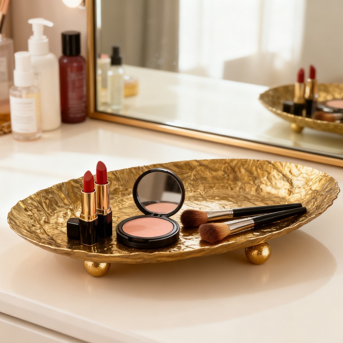Vanity Home Decor - Роскошный золотой металлический поднос с тремя