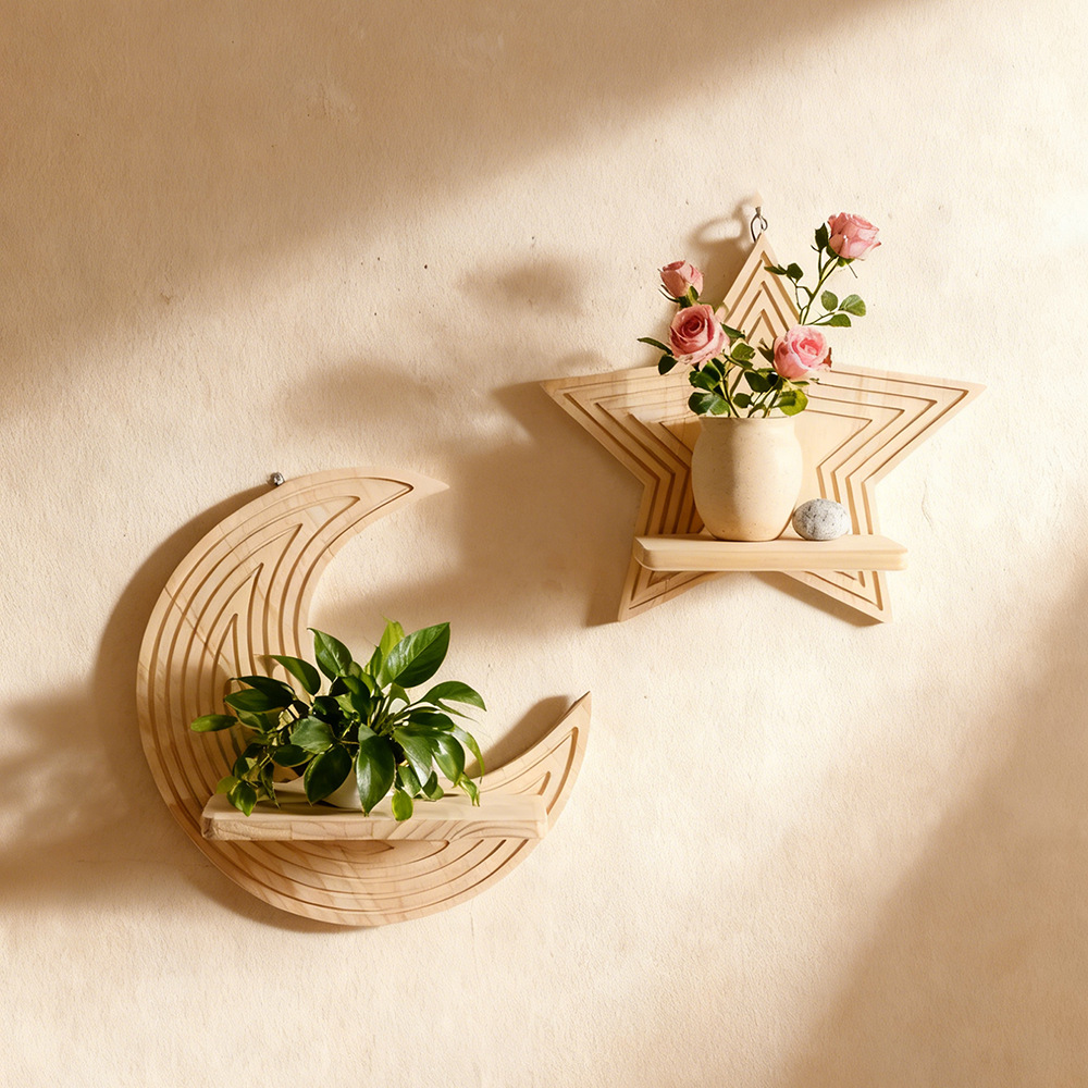 Floating Shelves - Деревянные настенные полки в форме луны