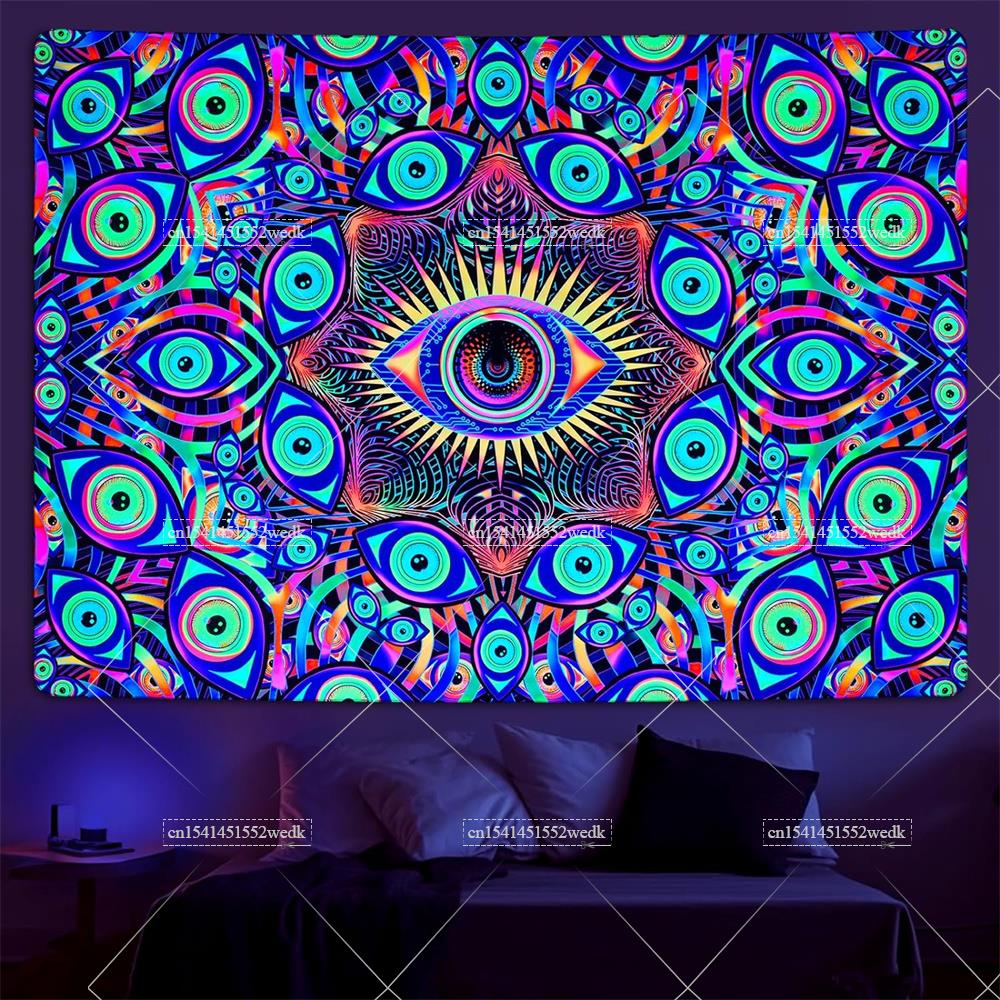 Aesthetic Tapestry - Черная подсветка, стиль бохо, мандала, Черные