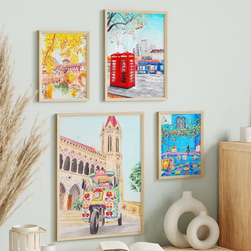 Красочные постеры с городскими – обзор и цена Home Decor Karachi