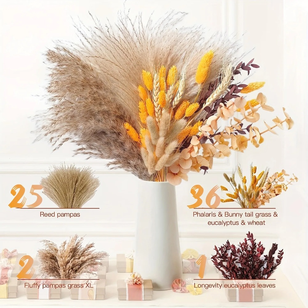 80 шт., букет натуральных суше – обзор и цена Pampas Grass Decor