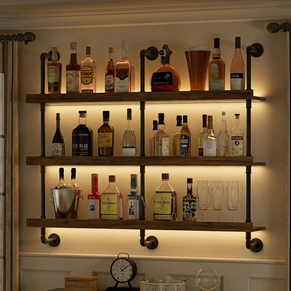 Настенная винная полка с LED-п – обзор и цена Floating Shelves