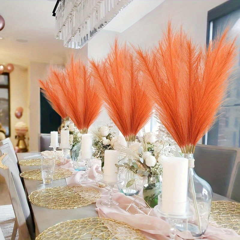 10 шт. Ярко-оранжевая искусств – обзор и цена Pampas Grass Decor